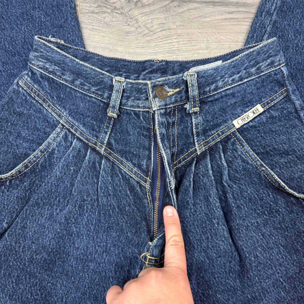 Vintage Cherokee High Waist Western Yoke Pleated Blue Denim Jeans USA Made Sz 10 - Picture 2 of 10